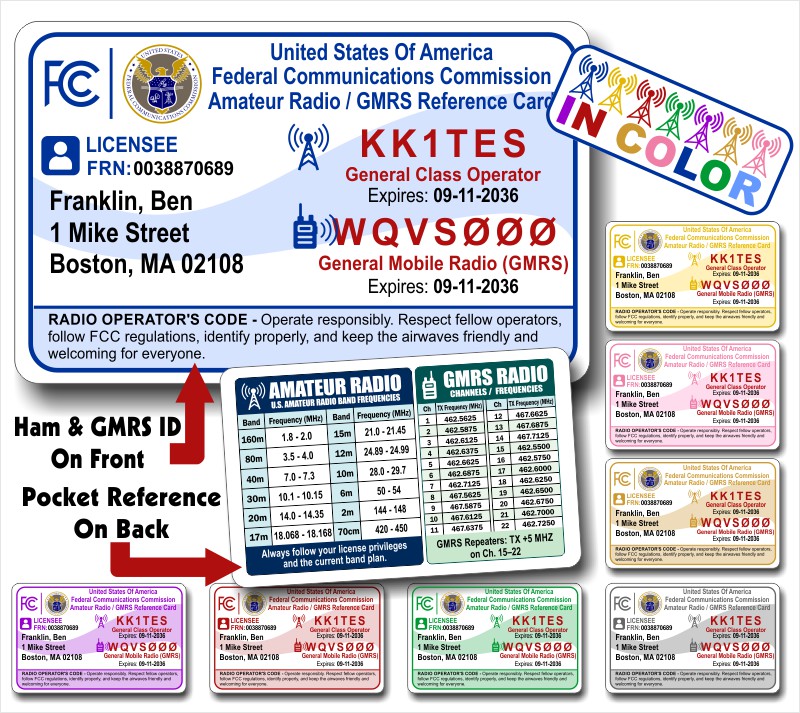 Double Ham & GMRS License ID Card Double Ham & GMRS License ID Card